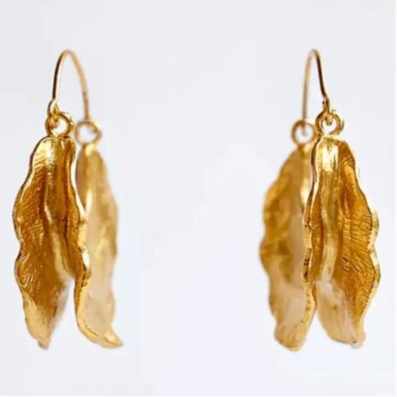 Anthropologie Gold Statement Earrings - Picture 5 of 6